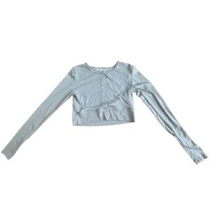 Women's Light Gray Long Sleeve Crop Top